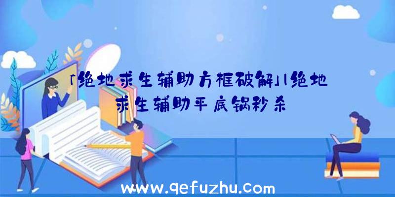 「绝地求生辅助方框破解」|绝地求生辅助平底锅秒杀